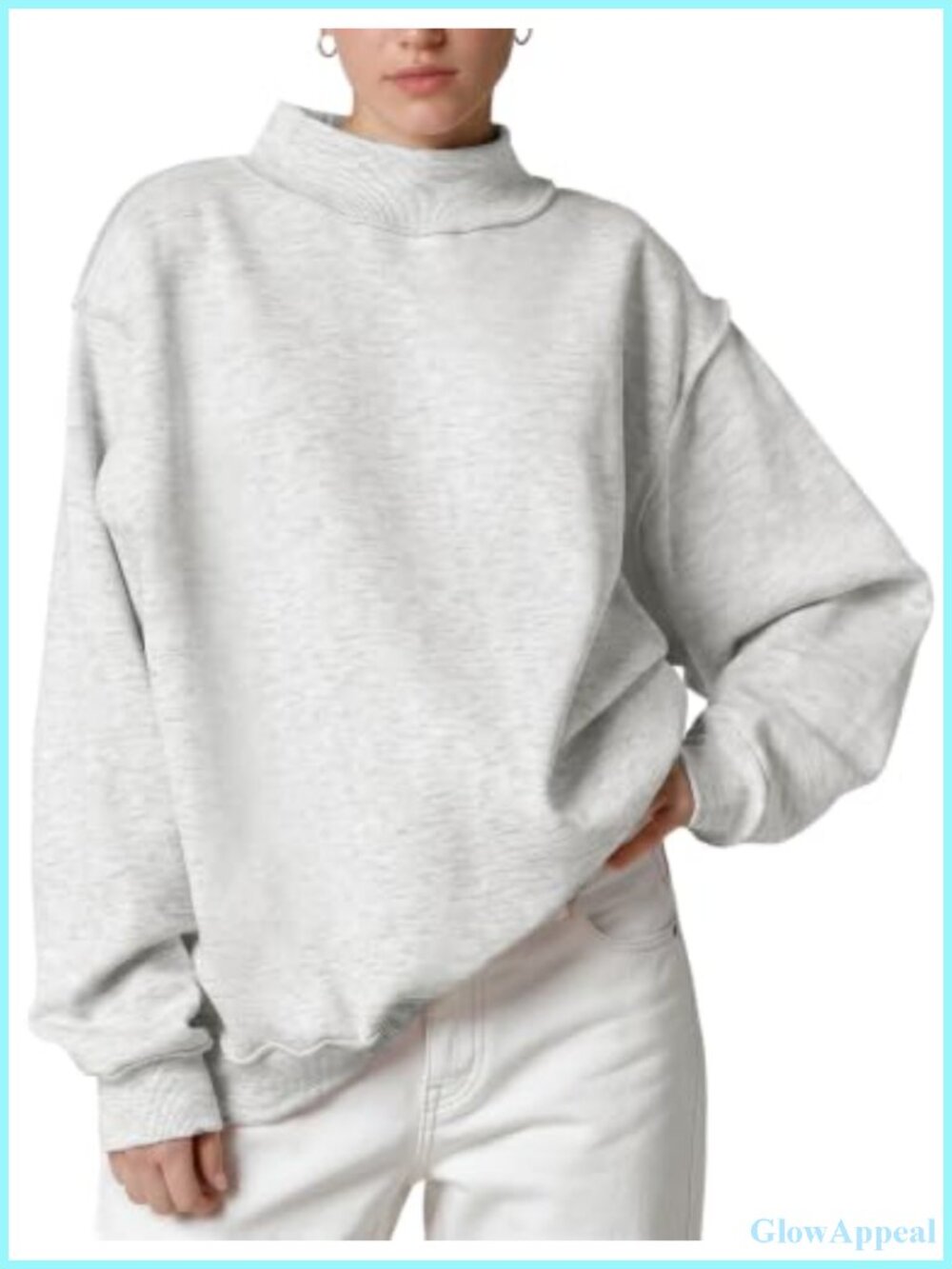 Womens Mock Neck Sweatshirt Oversized Fleece Lined Pullover